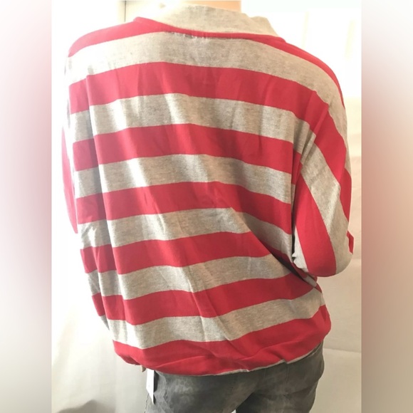 FRENCH TERRY CARDIGAN STRIPES RED / GRAY SMALL🌸 - Picture 2 of 2